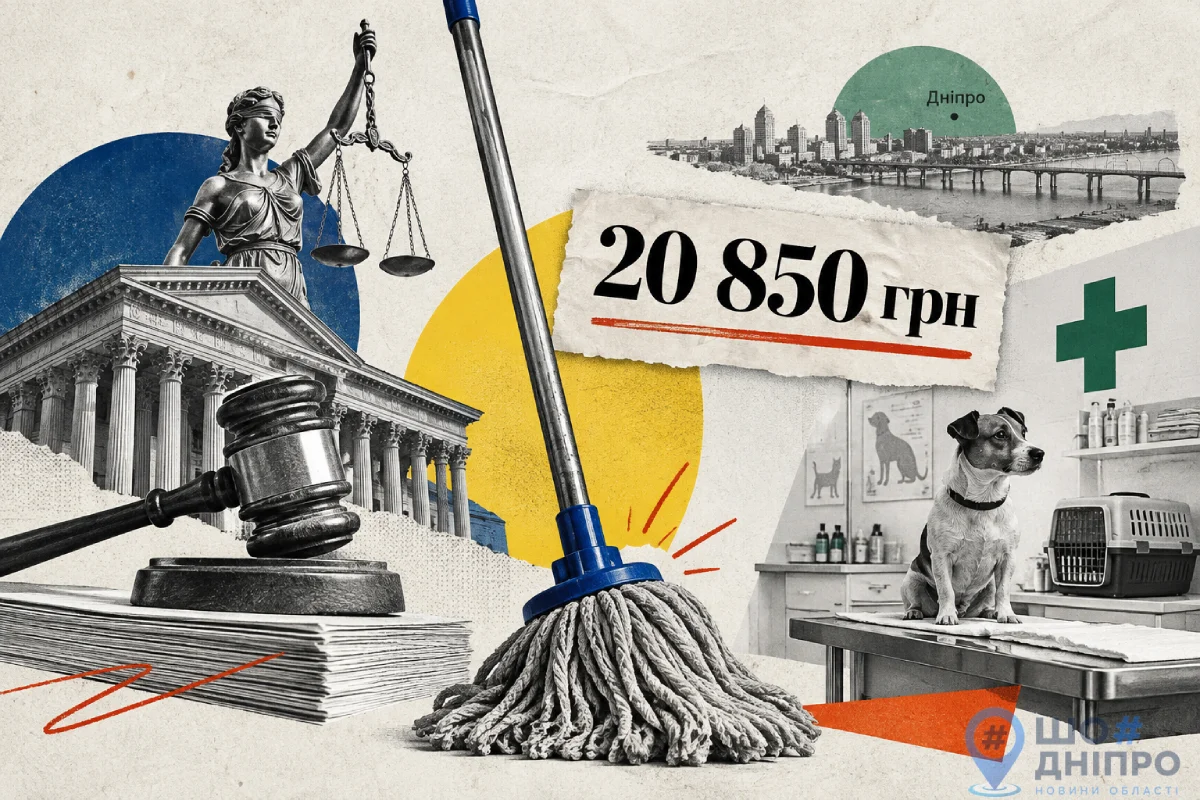 Суд у Дніпрі зобов'язав працівницю ветклініки виплатити 20 850 гривень за удари шваброю