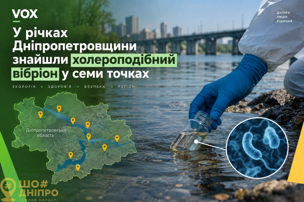 У річках Дніпропетровщини знайшли холероподібний вібріон у семи точках