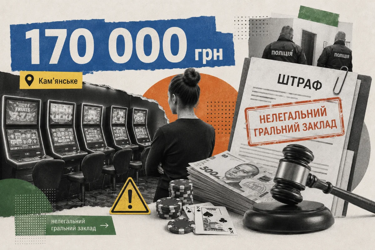 A woman in Kamianske was fined UAH 170,000 for an illegal gambling establishment